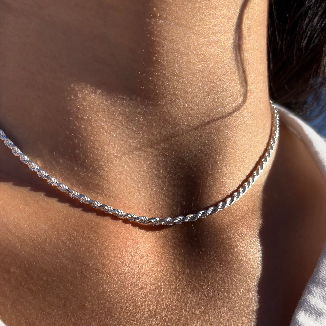 Silver 925 Rhodium Plated Rope Chain 3mm