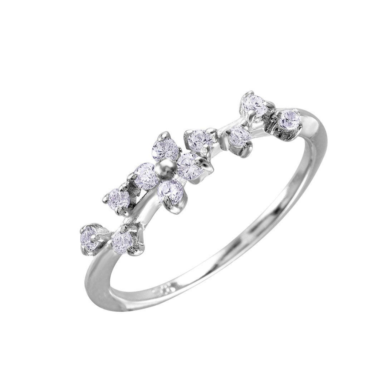 Silver 925 Rhodium Plated
Petal CZ Design Ring