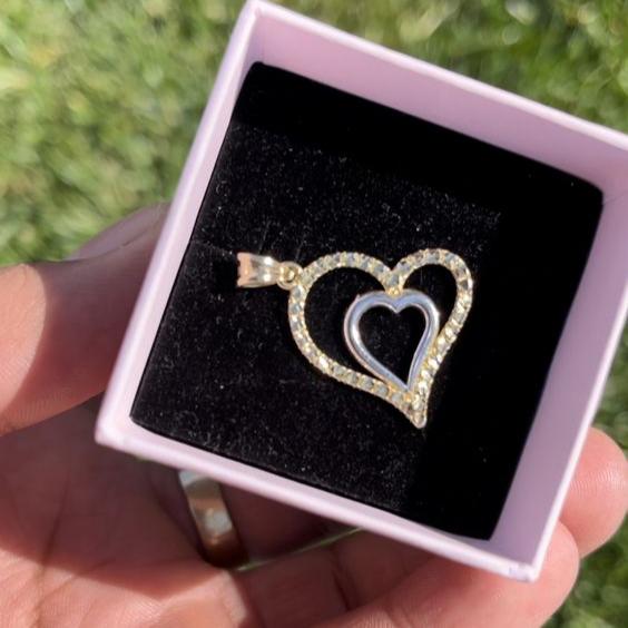 14K Yellow Gold 2-Tone Heart Pendant