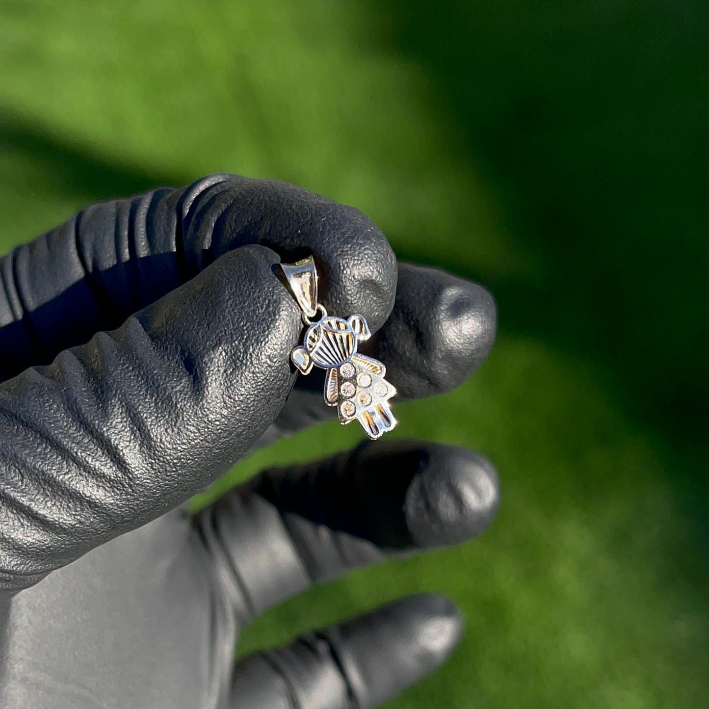 14K Yellow Gold CZ Girl Pendant
