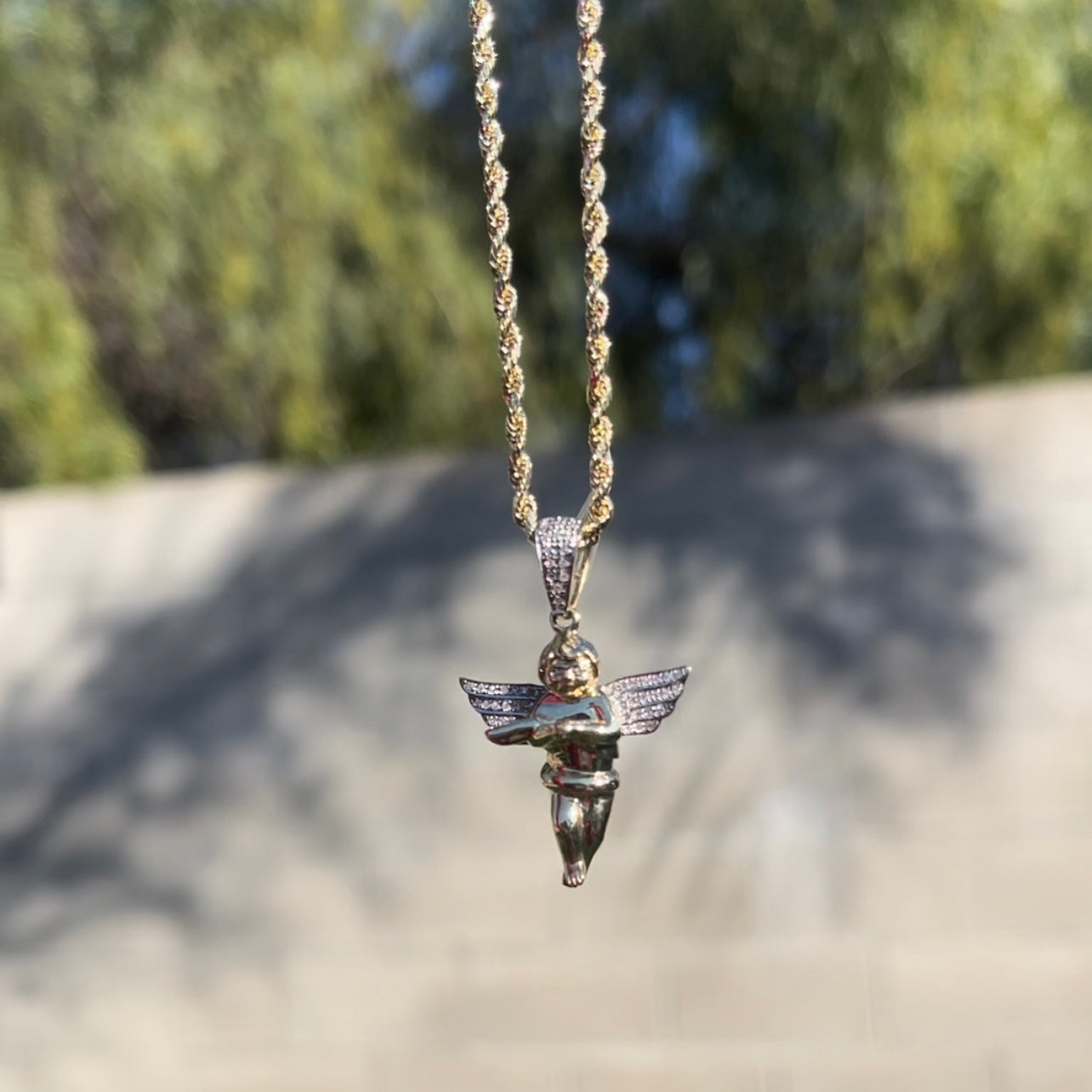 10K Gold Diamond Angel Rope Chain Set