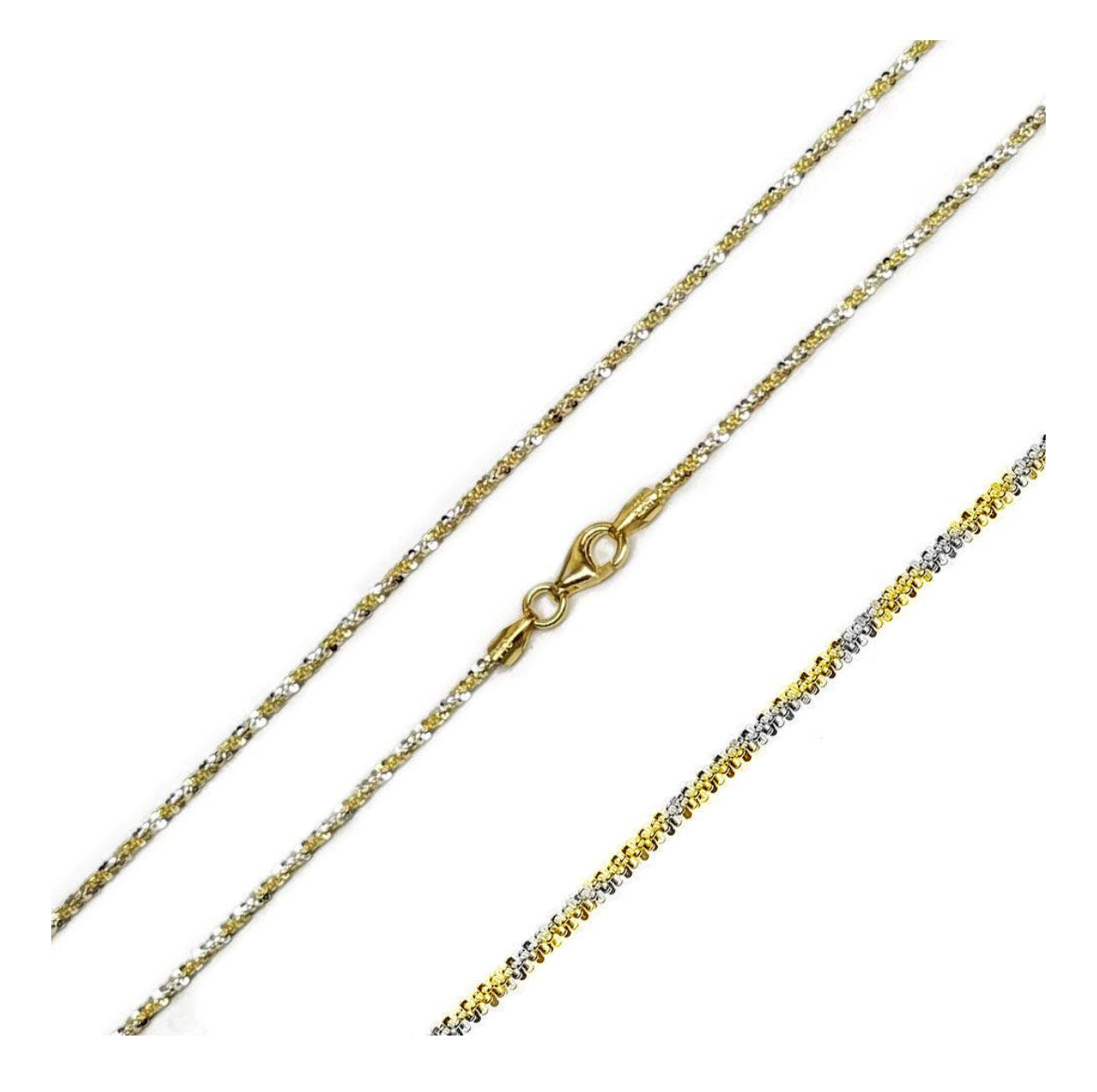 Silver 925 Gold Plated Twisted 2 Toned Roc Chains 2mm
