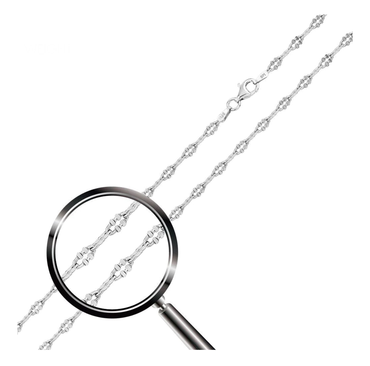Silver 925 High Polished Diamond Cut Oval Link Chain