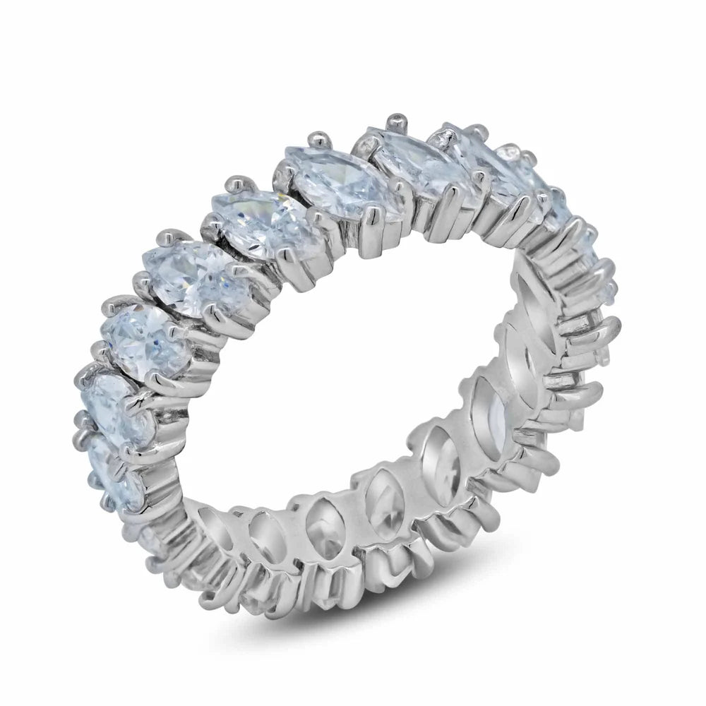 925 Sterling Silver Clear Marquise CZ Eternity Bridal Ring - TT01