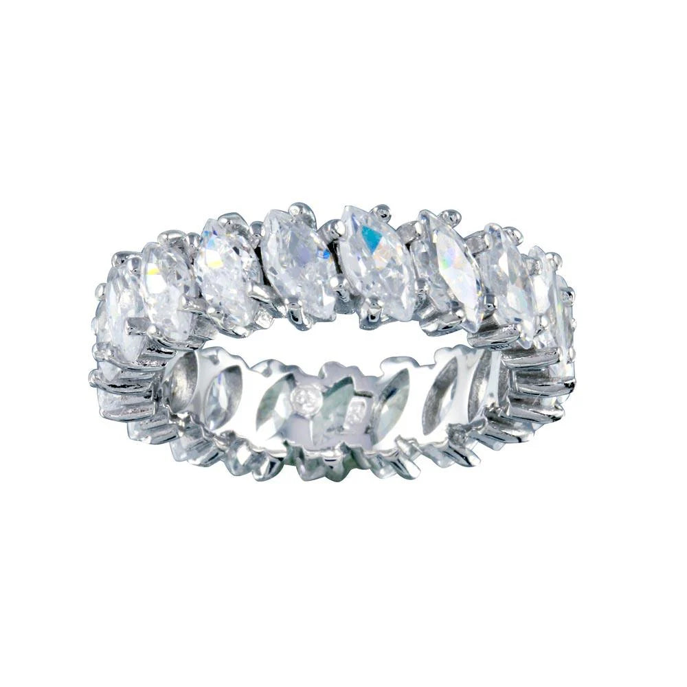 925 Sterling Silver Clear Marquise CZ Eternity Bridal Ring - TT01