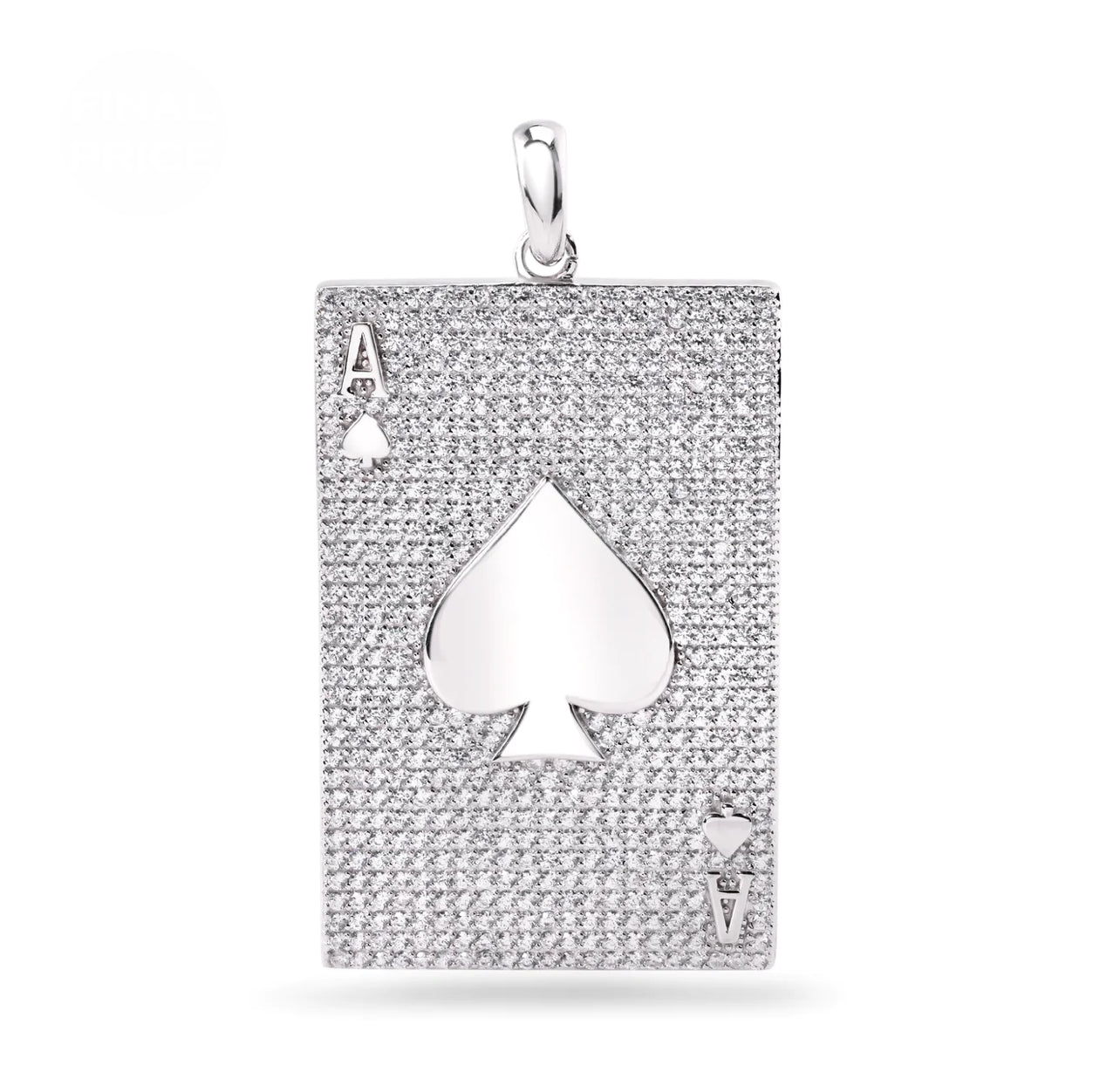 Silver 925 Rhodium Plated Ace of Spade Clear CZ Pendant