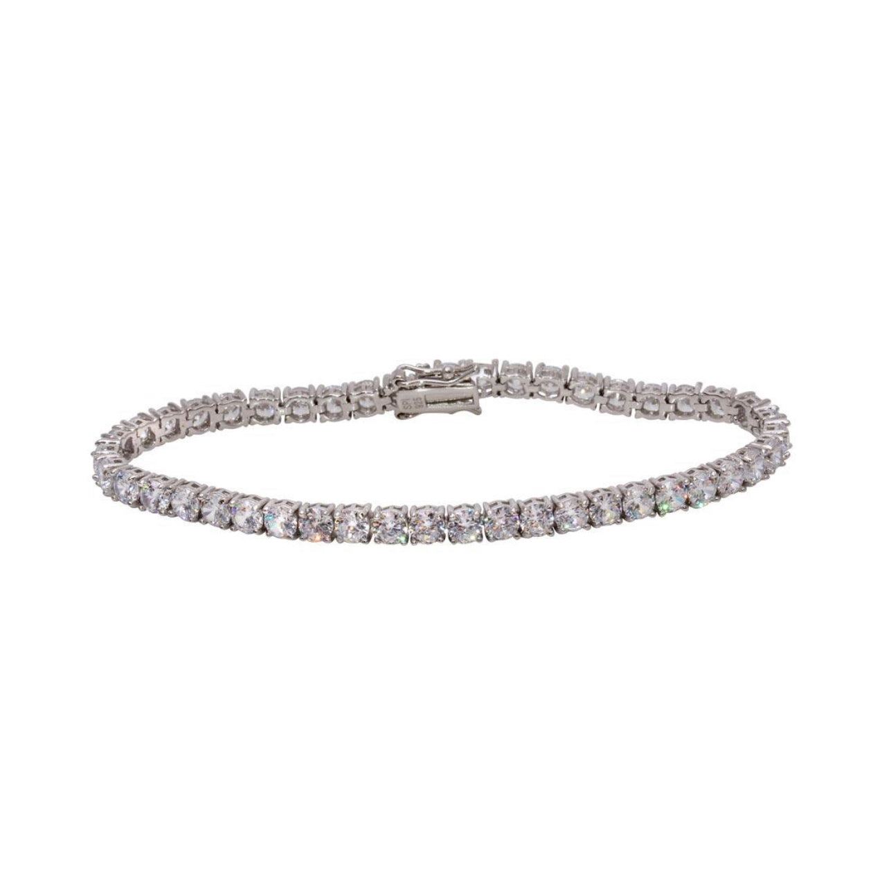 Silver 925 Rhodium Plated Round CZ Tennis Bracelet 3MM