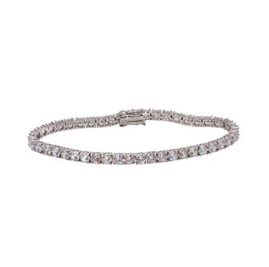 Silver 925 Rhodium Plated Round CZ Tennis Bracelet 3MM