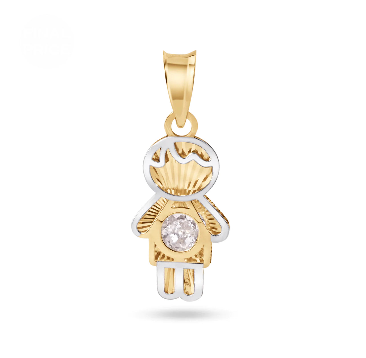 14K Yellow Boy Clear CZ Pendant
