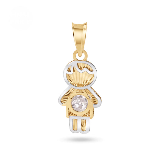 14K Yellow Boy Clear CZ Pendant