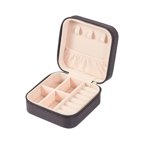 Black Travel Sized Leather Jewelry Box