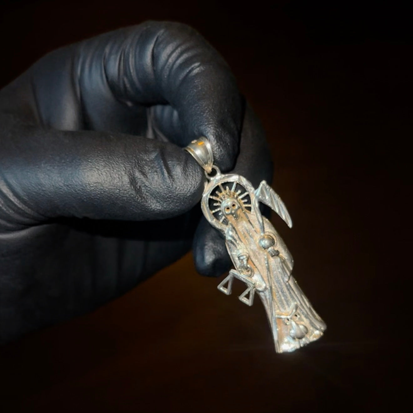 925 Sterling Silver Santa Muerte Pendant