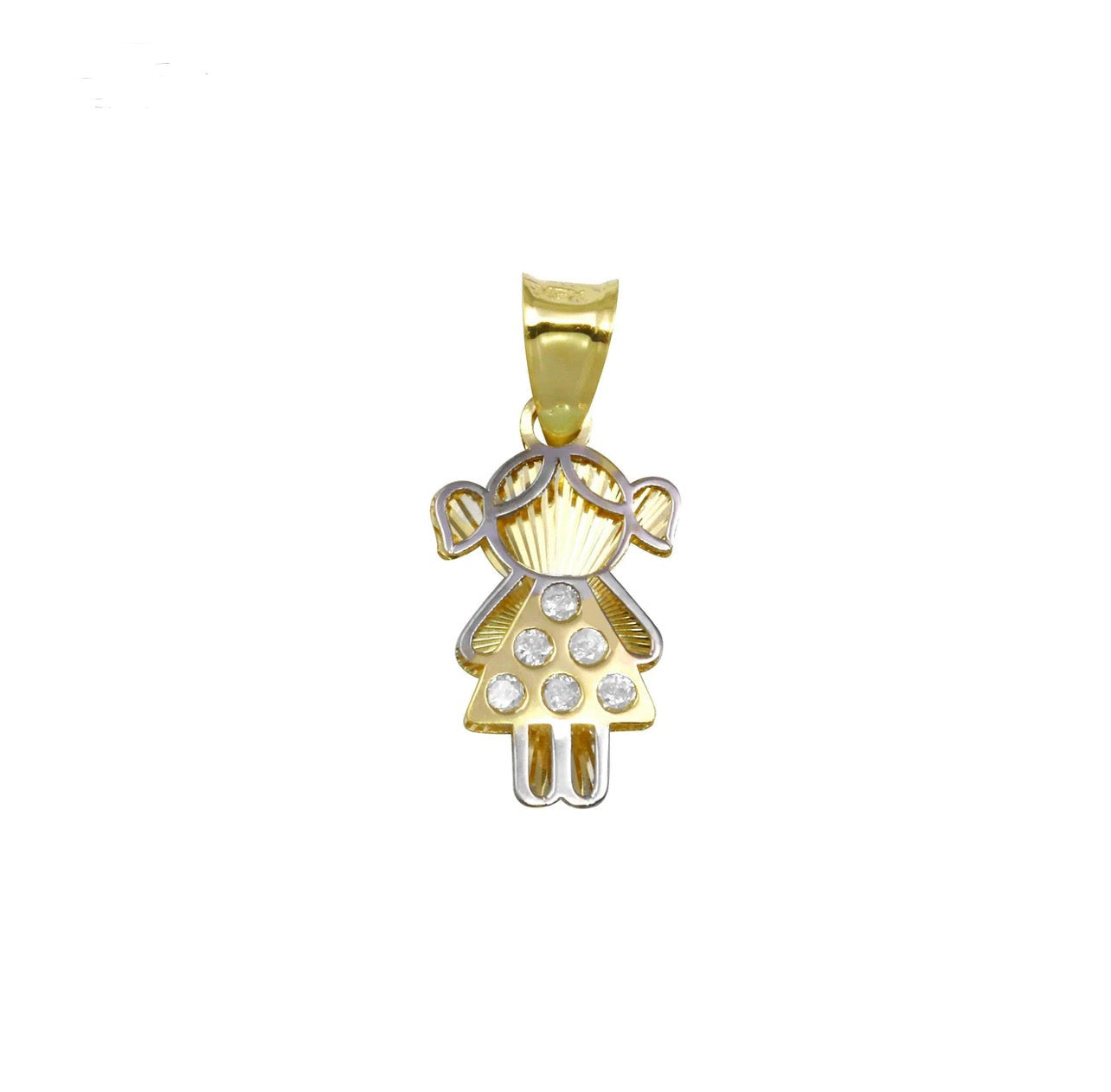 14K Yellow Gold CZ Girl Pendant