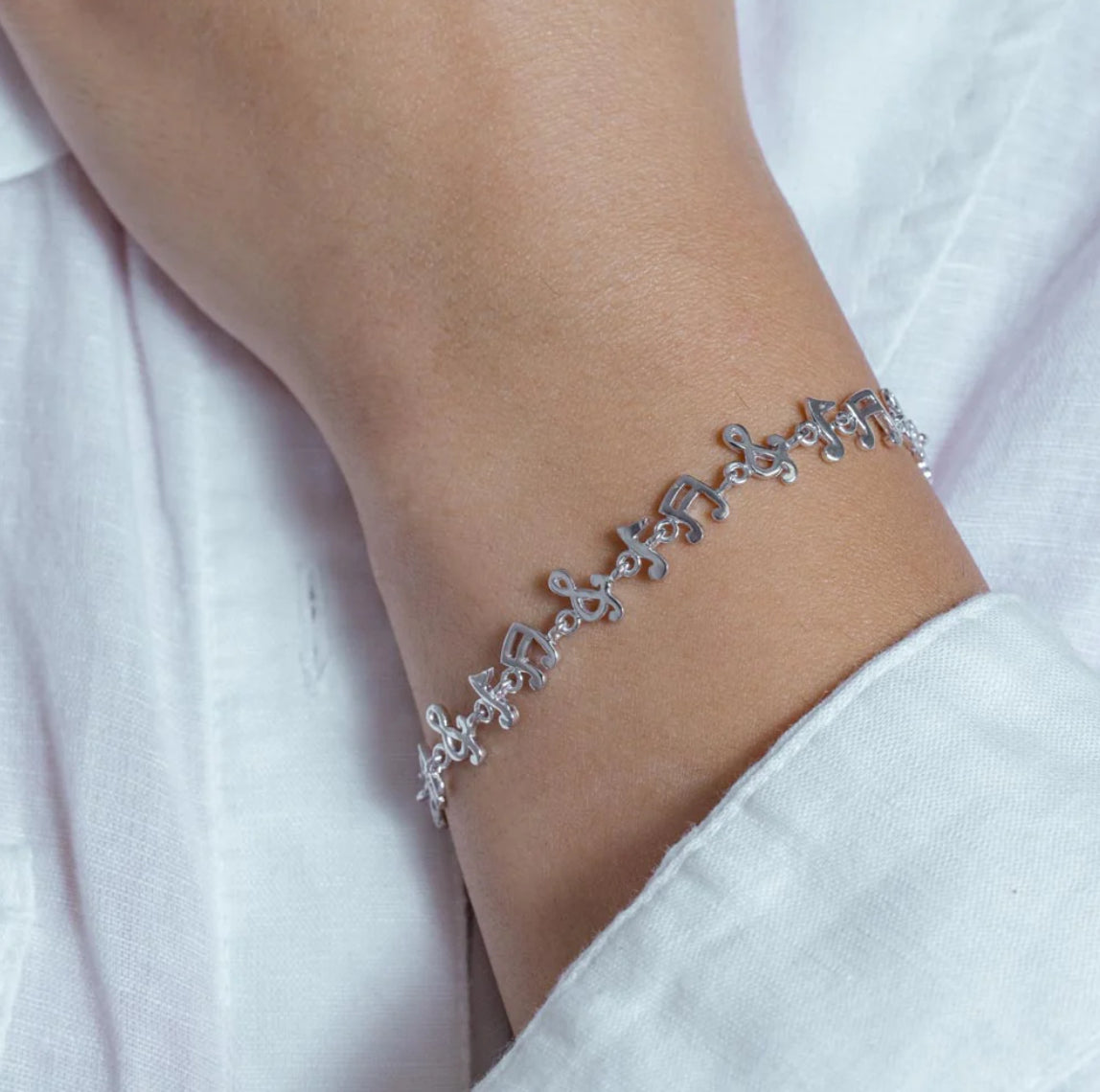 Silver 925 Rhodium Plated Music Note Tennis Bracelet