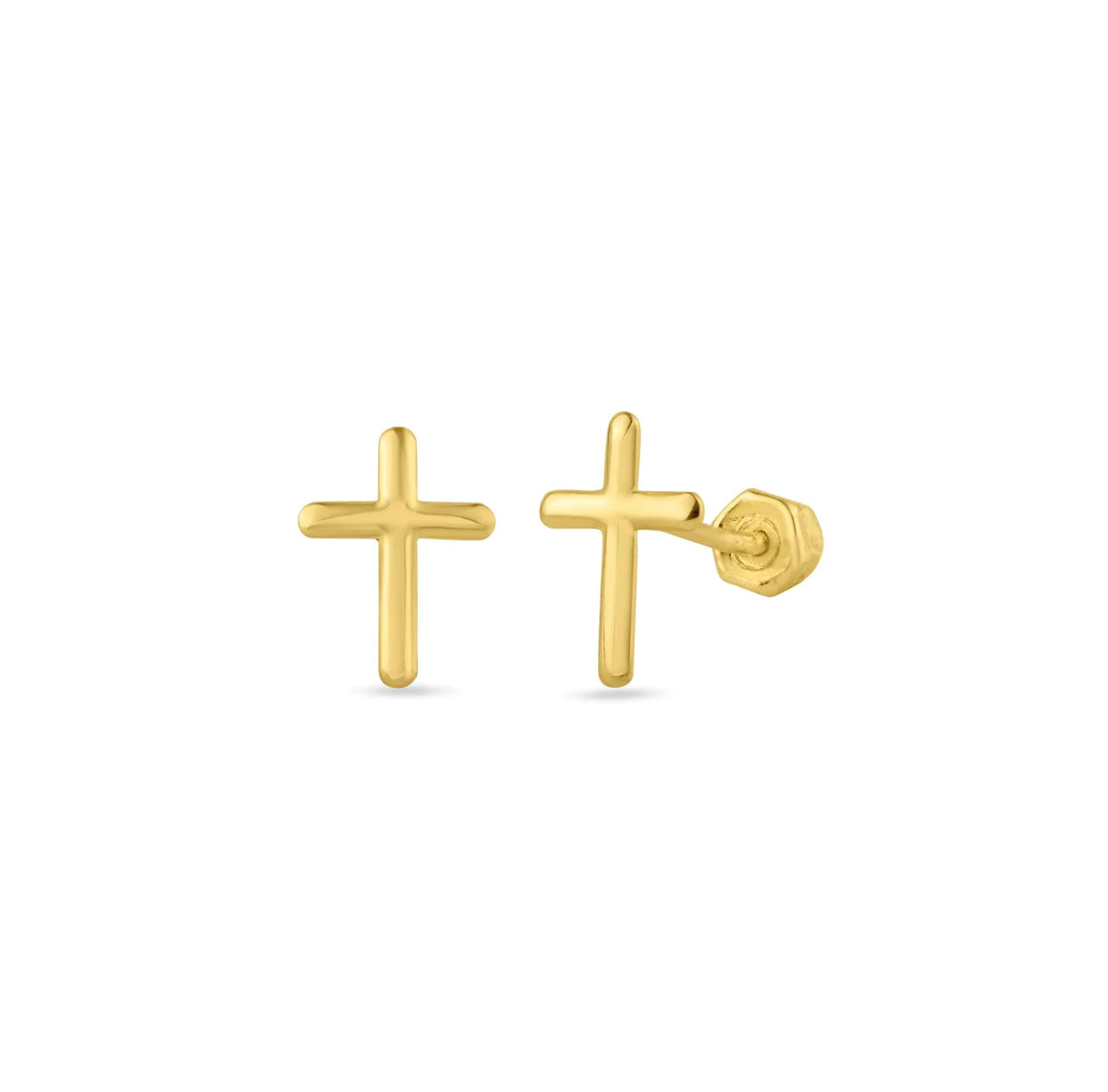 14K Yellow Gold Cross Earrings