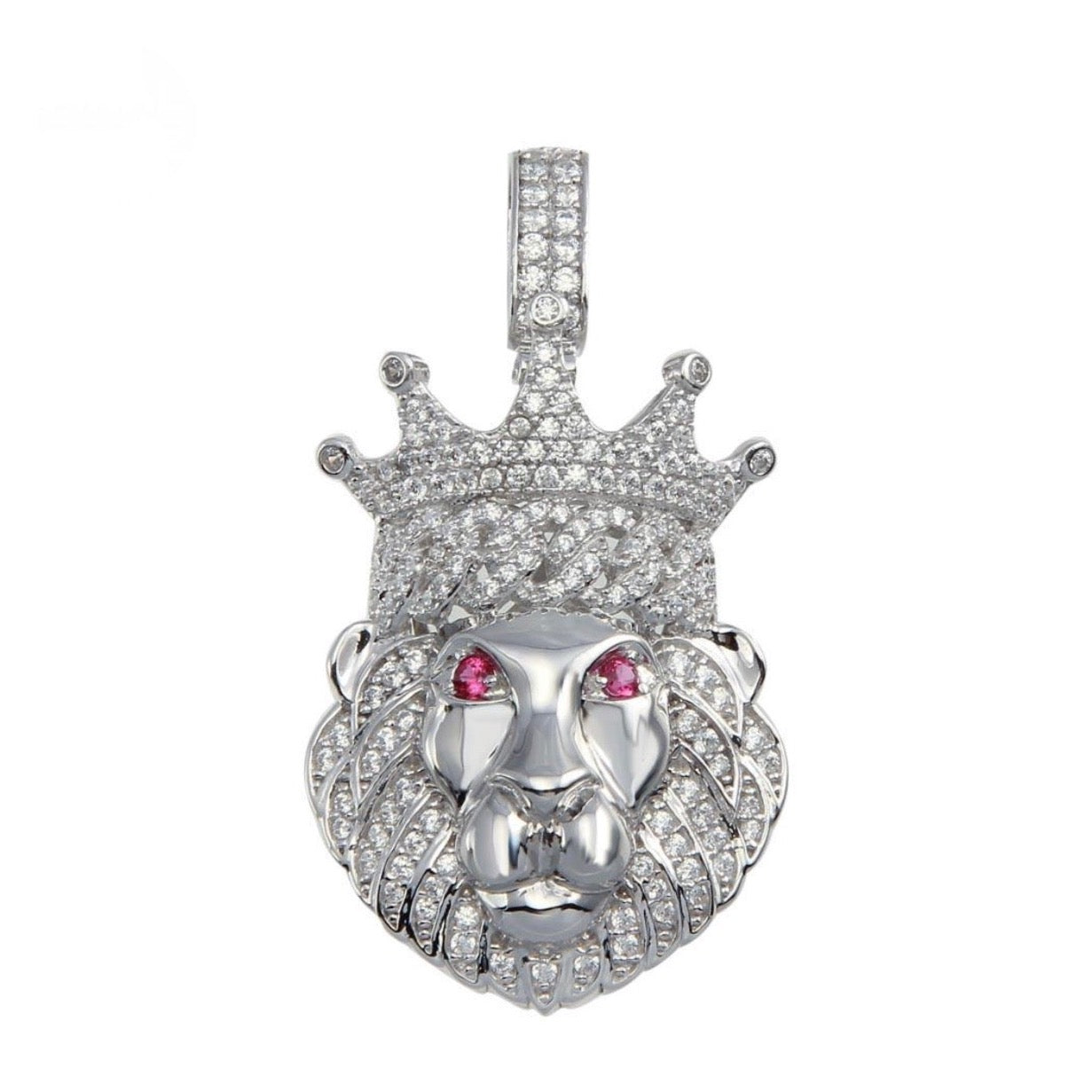 Silver 925 Crown Lion CZ Pendant