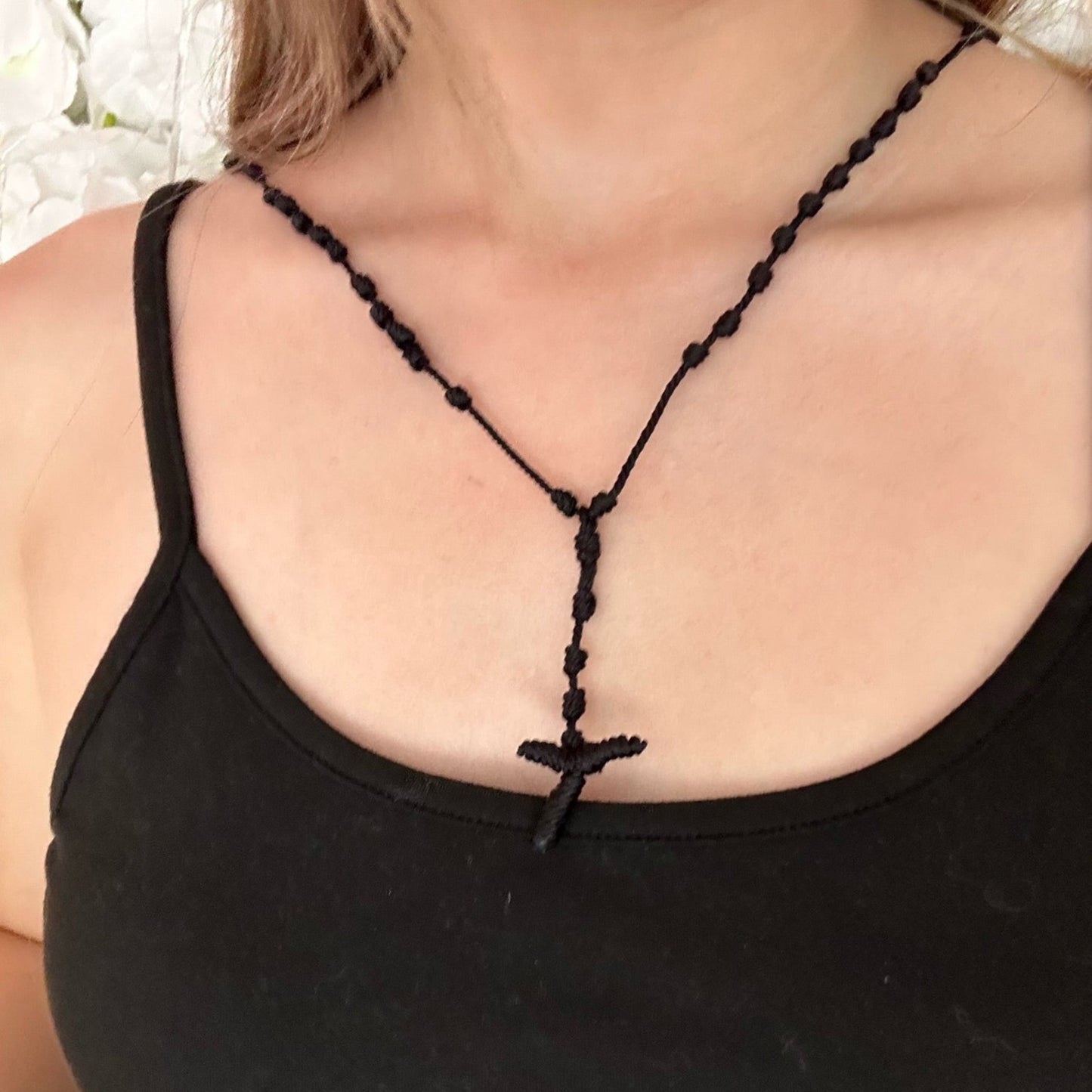 Colored Knotted Cord Rosary