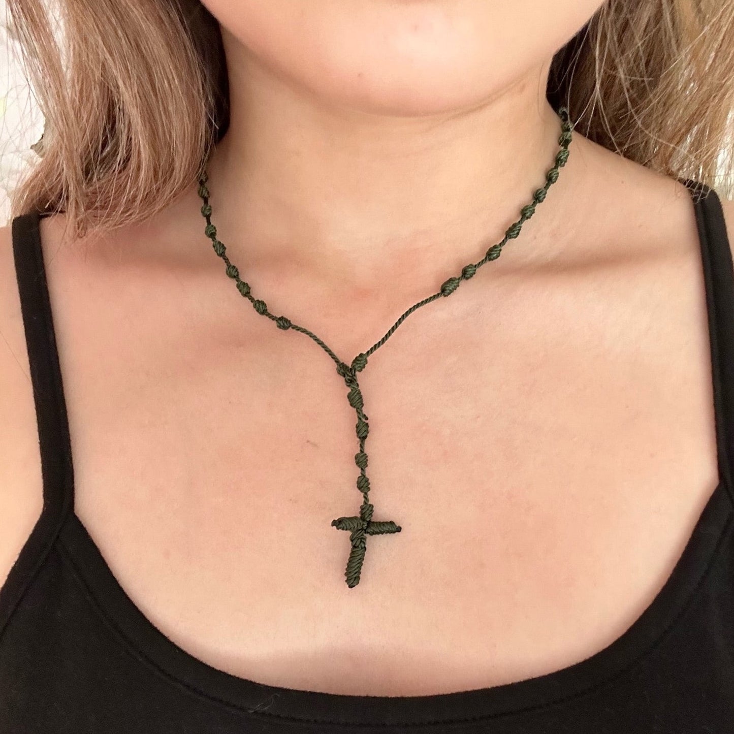 Colored Knotted Cord Rosary