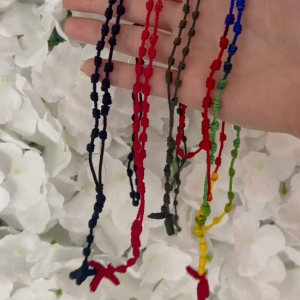 Colored Knotted Cord Rosary