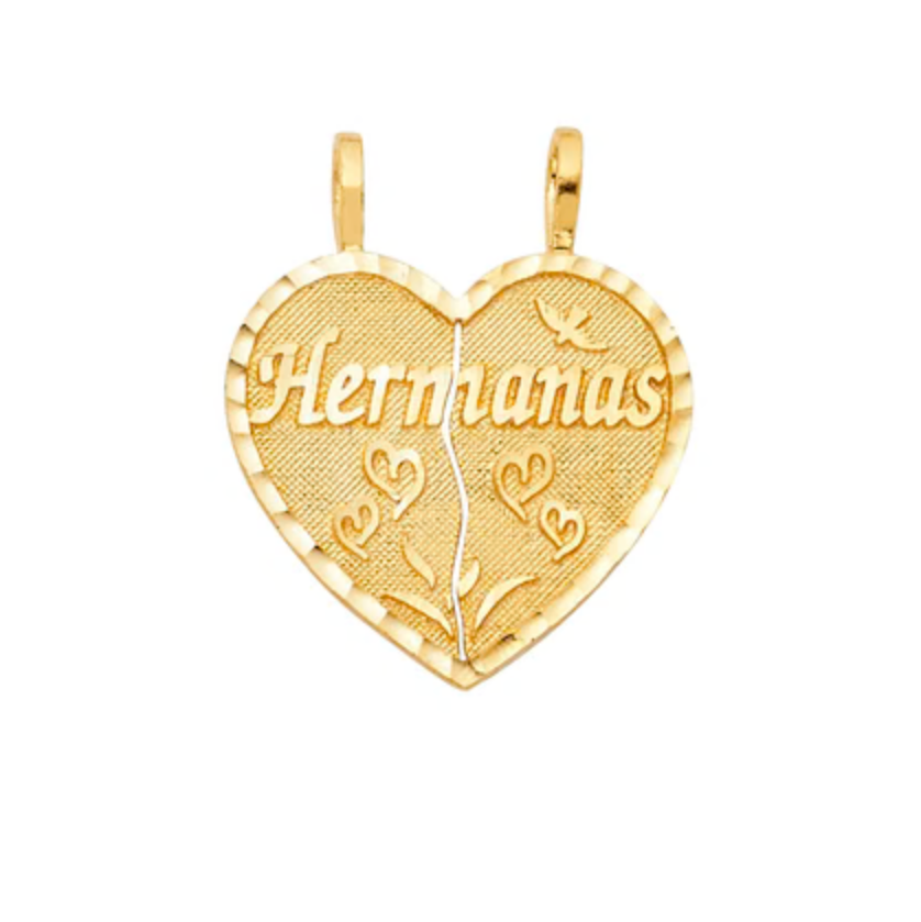 14K Yellow Gold Hermanas Broken Heart Pendant