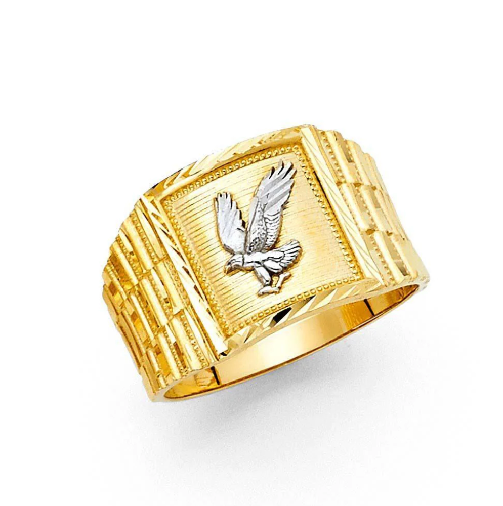 14K Yellow Gold 14MM Eagle Men's Ring