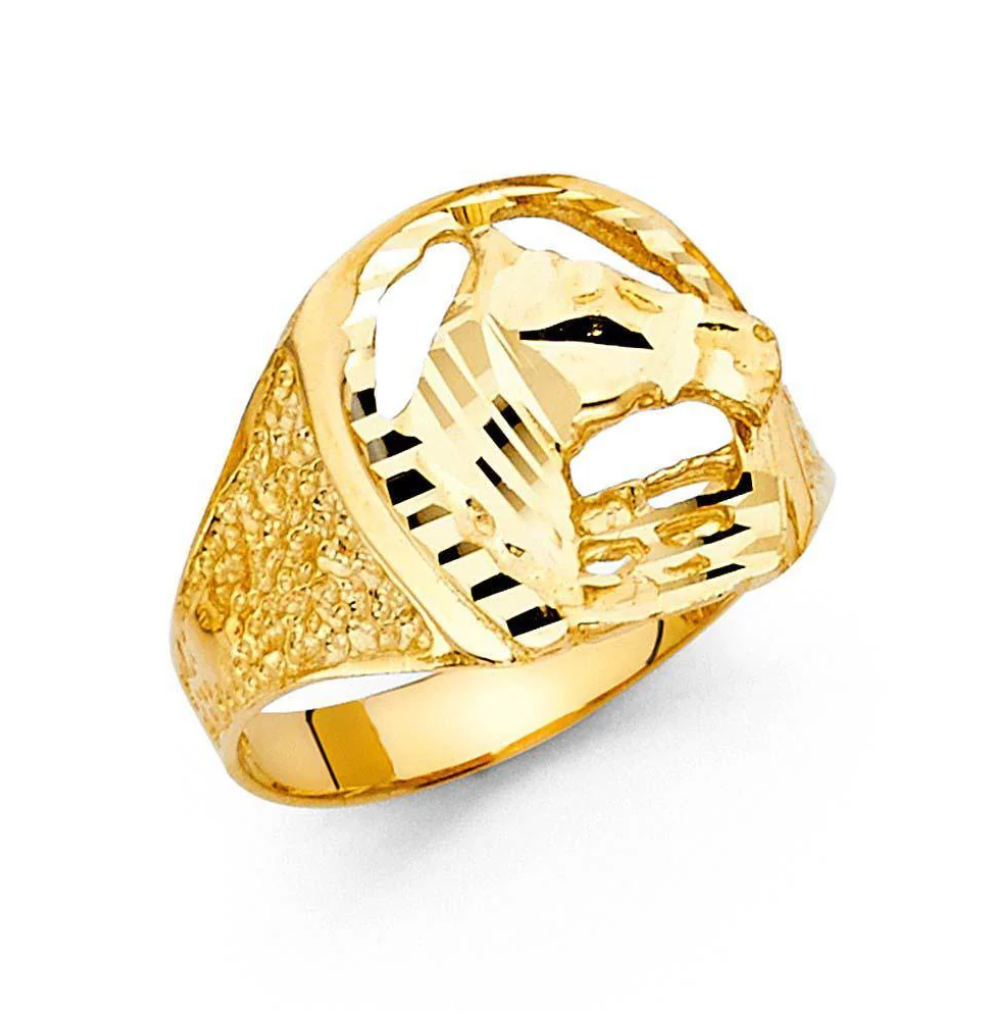 14K Yellow Gold Horse Shoe Men's Ring