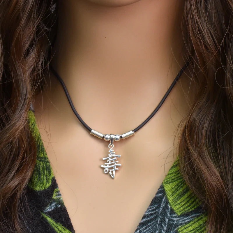 925 Sterling Silver Chinese Character Peace Rubber Necklace