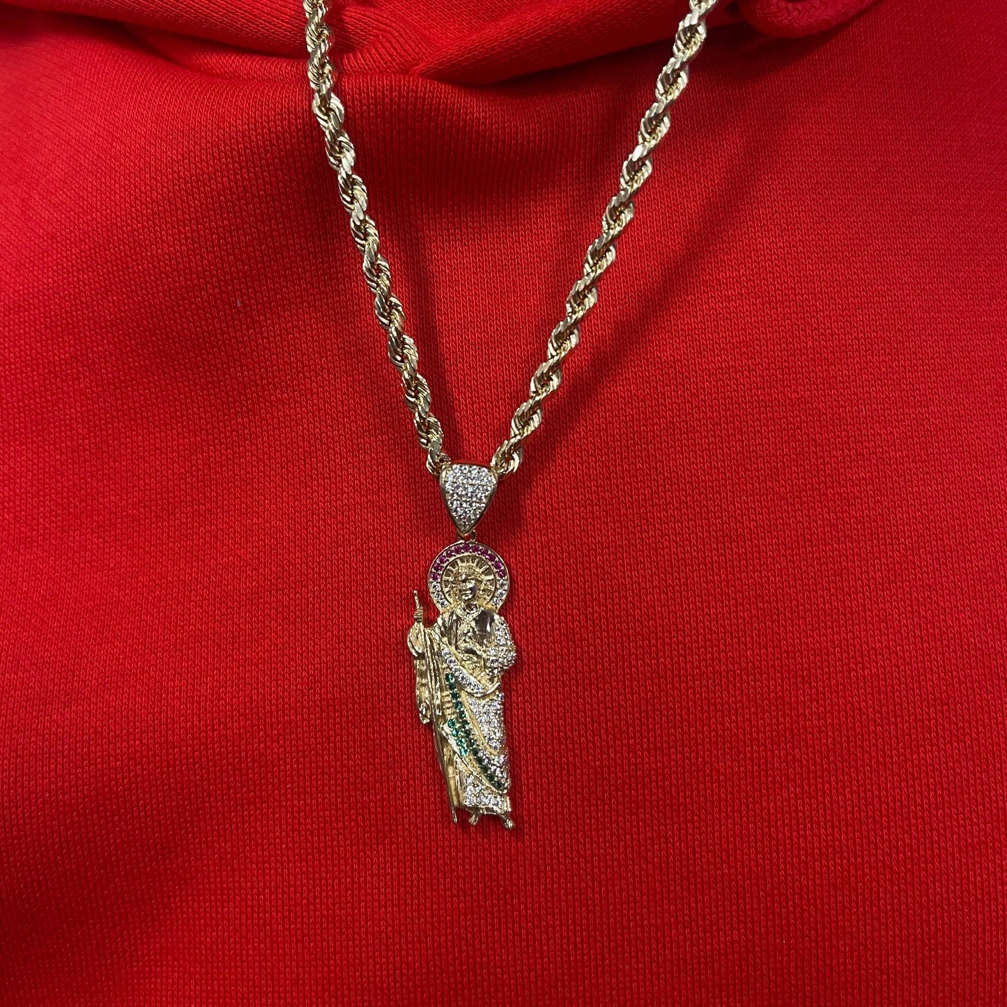 14K Yellow Gold San Judas Hip Hop Pendant
