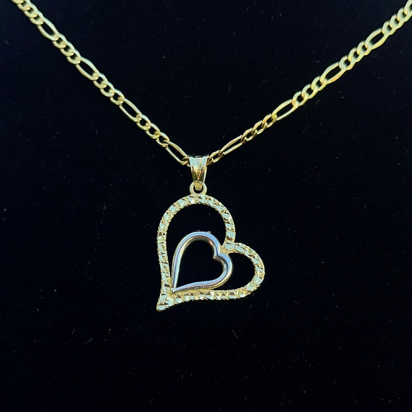 14K Yellow Gold 2-Tone Heart Pendant