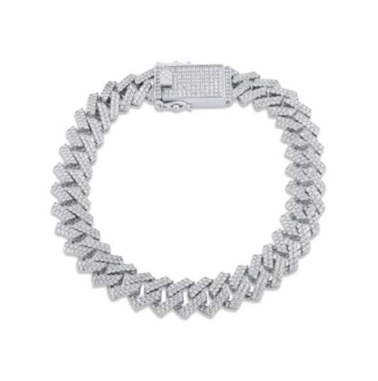 925 Sterling Silver CZ Encrusted Miami Cuban Link 10.2mm Bracelet