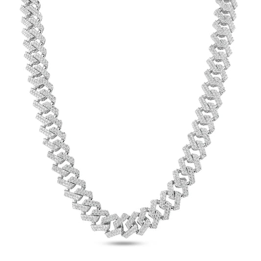 925 Sterling Silver CZ Encrusted Miami Cuban Link 10.2mm Chain