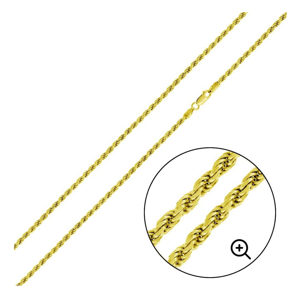Silver 925 Gold Plated Rope Chain 2MM