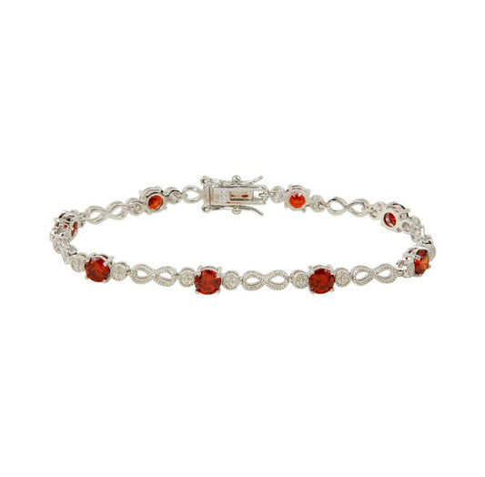 Silver 925 Red CZ Infinity Tennis Bracelet