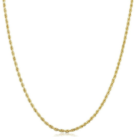 10K Yellow Gold 2MM Hollow Rope Chain