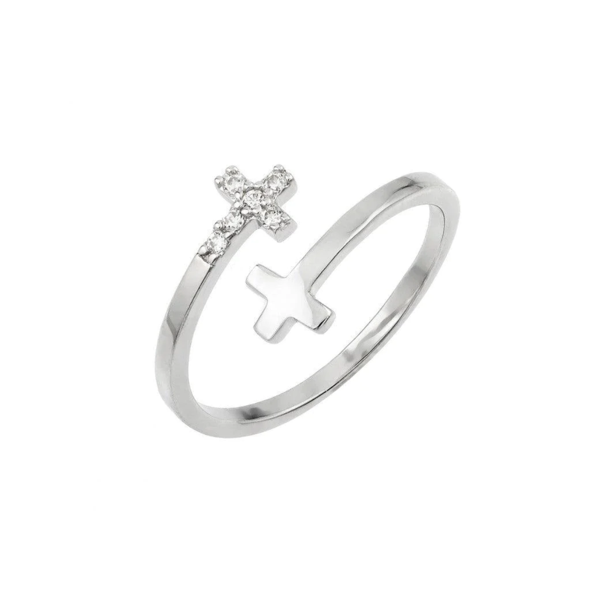 Silver 925 Rhodium Plated
CZ Double Cross Ring