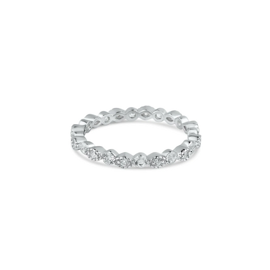 Silver 925 Rhodium Plated
CZ and Eye Pattern Eternity
Ring