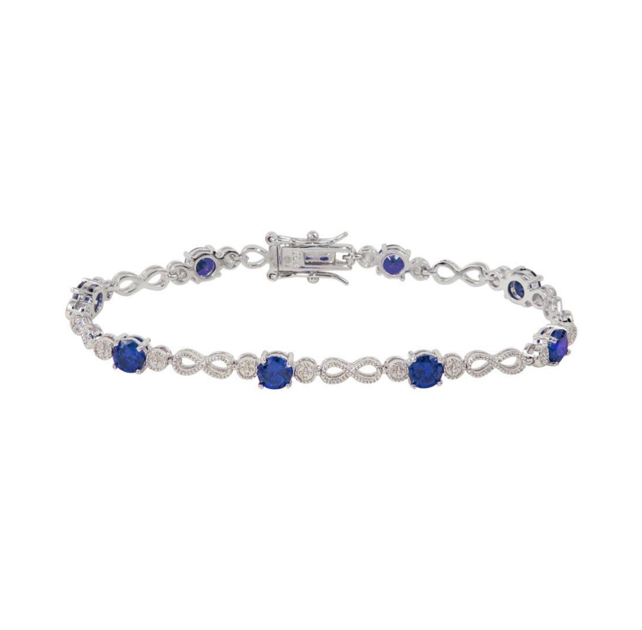 Silver 925 Blue CZ Infinity Tennis Bracelet