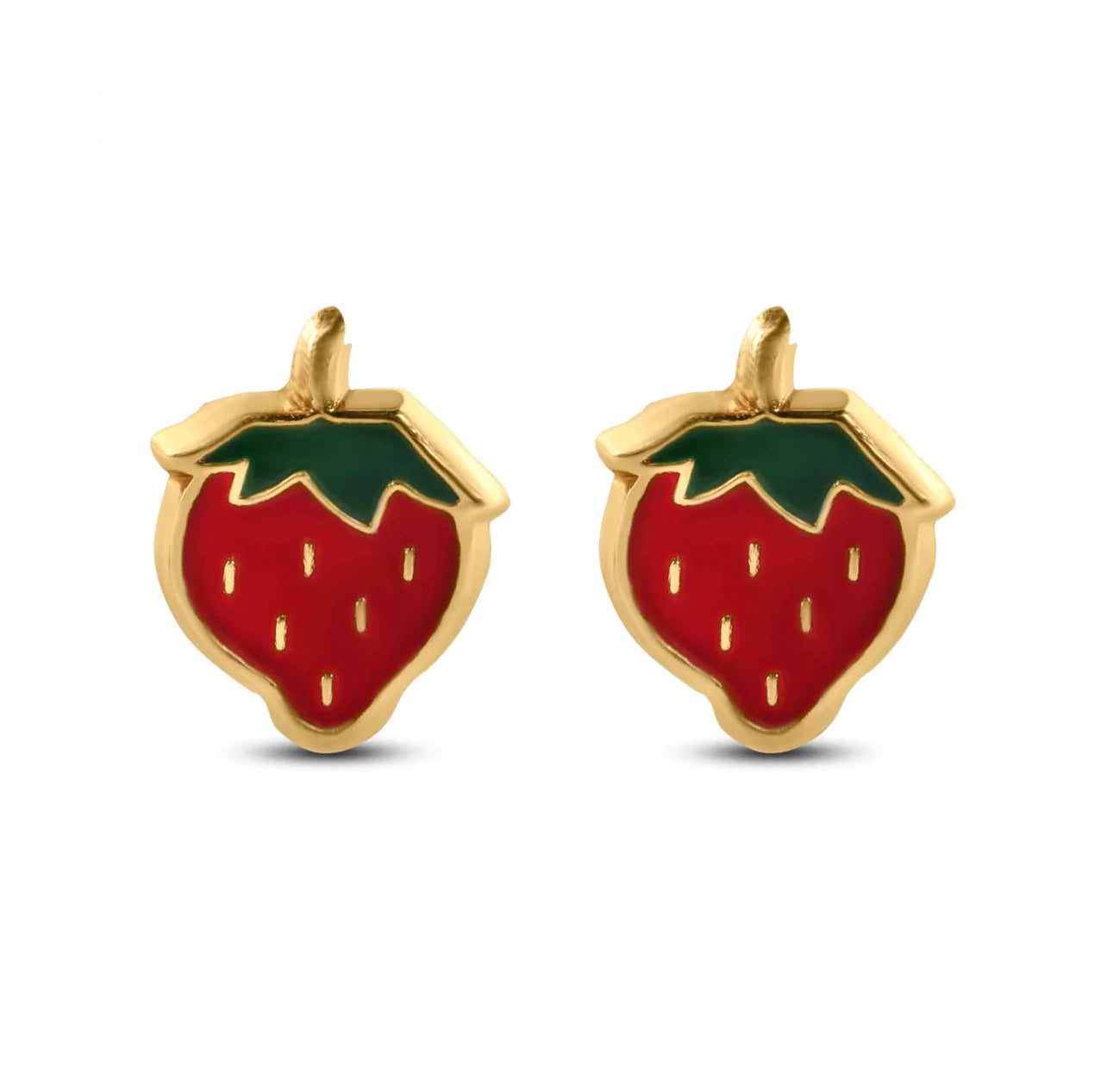 14K Yellow Gold Strawberry Screw Back Earrings