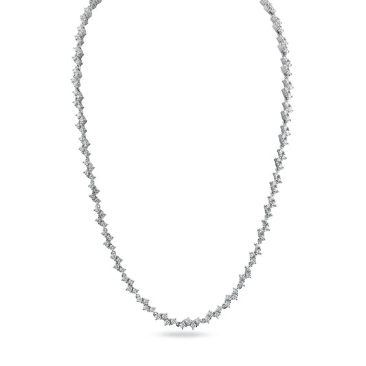 925 Sterling Silver Zig Zag CZ Tennis Necklace