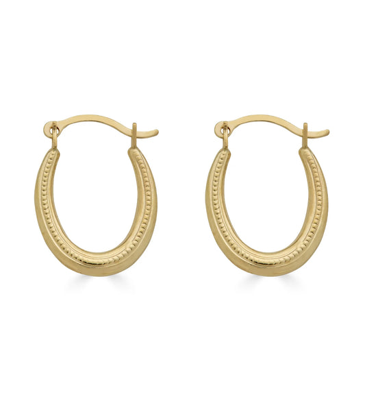 14K Yellow Gold Rope Design Latch Back Hoop Earring