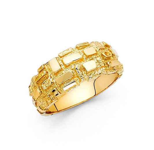 14K Yellow Gold Nugget Ring Weight-5.75grams, Width-10mm