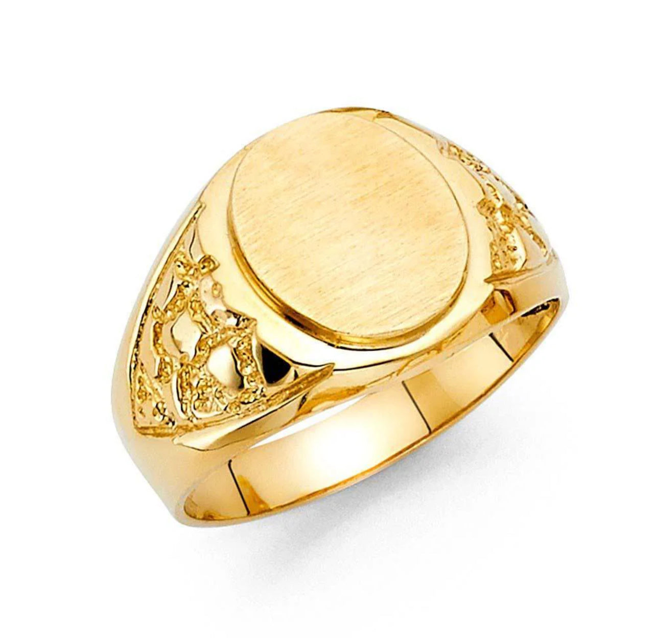 14K Yellow Gold Round Engravable Men's Ring Weight-5.19grams, Width-18mm