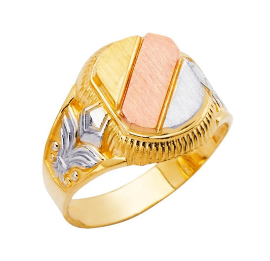 14K Yellow Gold Tri Color Men's Rings