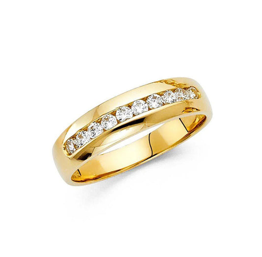 14K Yellow Gold CZ Band Men’s Ring