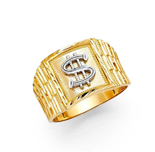 14K Yellow Gold Money Sign Men's Ring