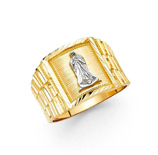 14K Yellow Gold Virgen De Guadalupe Men's Ring