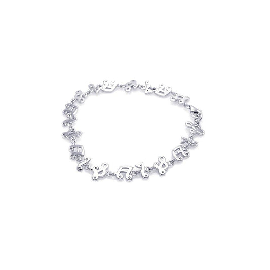 Silver 925 Rhodium Plated Music Note Tennis Bracelet