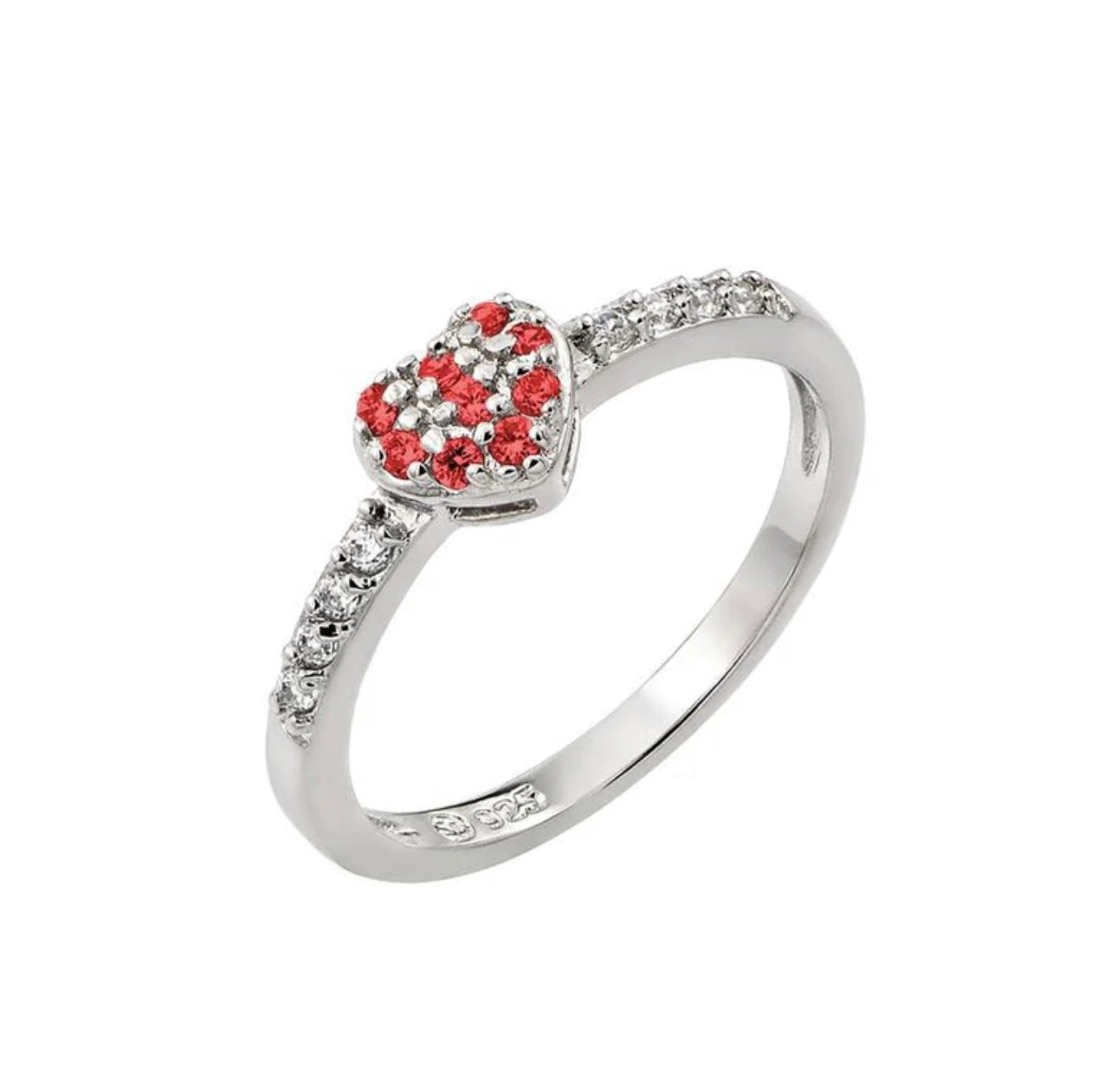 Silver 925 Clear Inlay CZ Anger Heart Ring