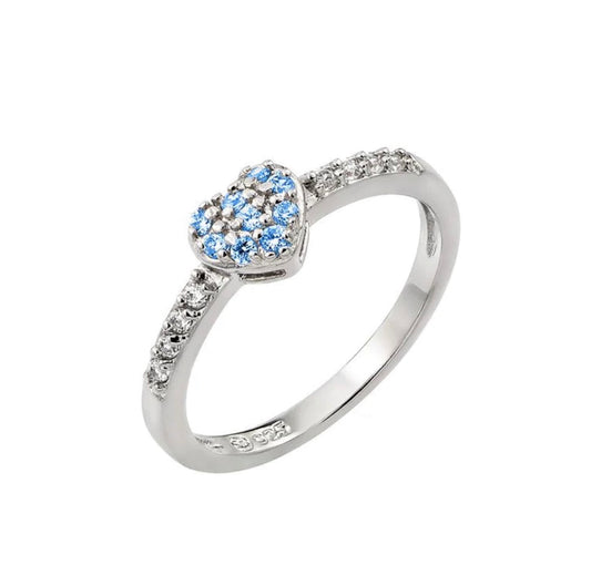 Silver 925 Clear Inlay CZ Sadness Heart Ring