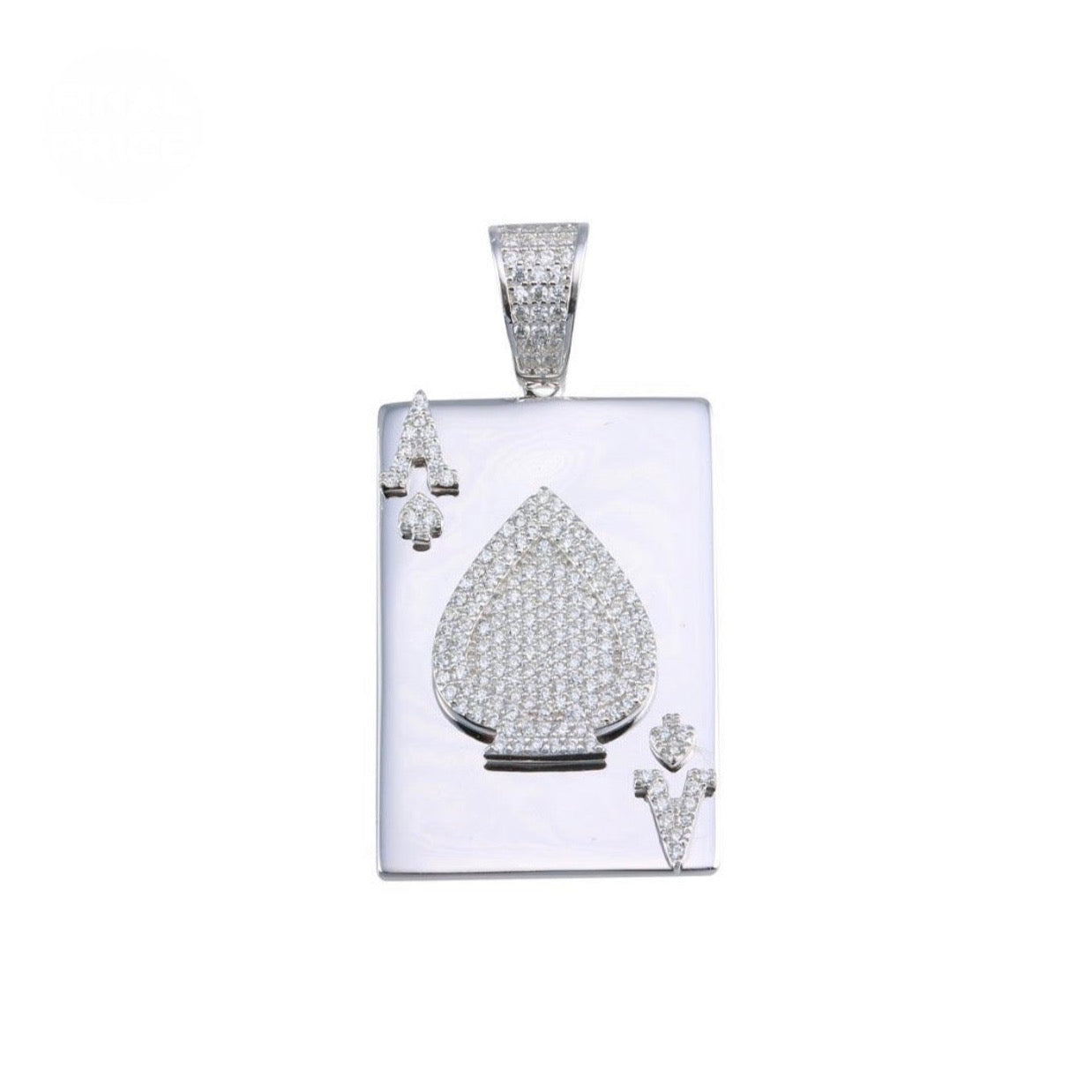 Silver 925 Rhodium Plated Ace of Spades Card Hip Hop Pendant